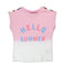 ALIVE Hello Summer Pink And White Girls Cotton T shirt