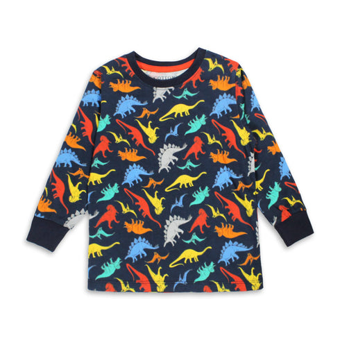 All Over Multi Dino Blue Boys Cotton T shirt
