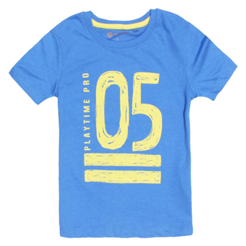 B COLLECTION 05 Print Blue Boys Premium Cotton Tshirt 2 Piece Set
