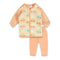 B Step Cars Print Orange And Yellow Unisex Cotton Fleece 2 Piece Set