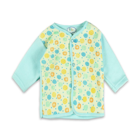 B Step Flower Print Blue And Yellow Unisex Cotton Fleece 2 Piece Set
