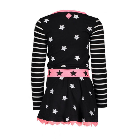 B.NOSY All Over Star Black Girls Cotton Dress