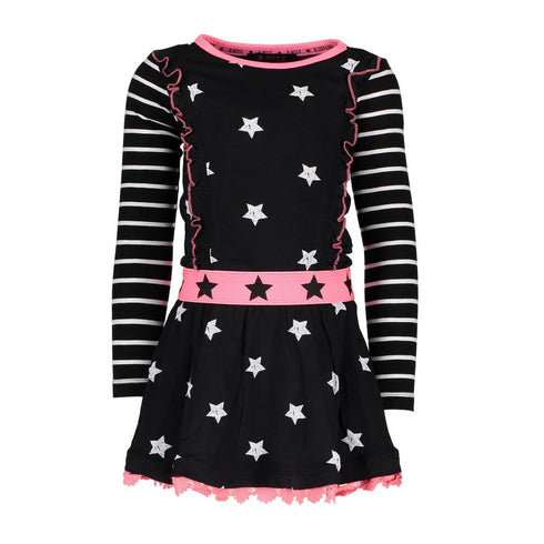 B.NOSY All Over Star Black Girls Cotton Dress