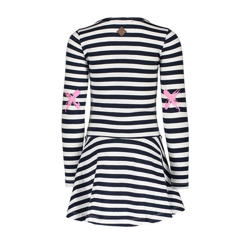 B.NOSY Blue And White Stripes Girls Cotton Dress