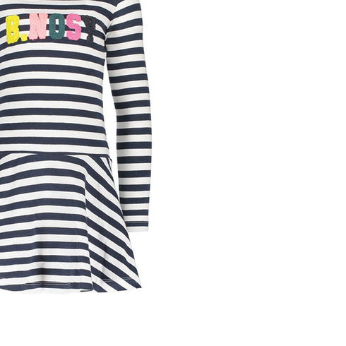 B.NOSY Blue And White Stripes Girls Cotton Dress