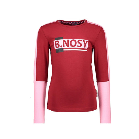 B.NOSY Maroon And Pink Girls Cotton T shirt
