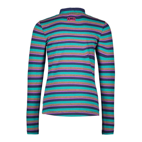 B.NOSY Multi Stripes Green Girls Cotton T shirt