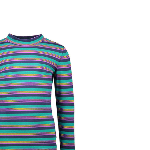 B.NOSY Multi Stripes Green Girls Cotton T shirt