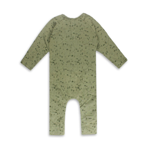 BABALUNO All over Print Green Boys Cotton Bodysuit