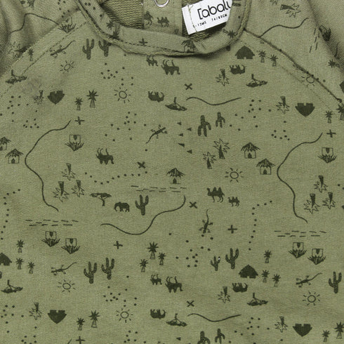 BABALUNO All over Print Green Boys Cotton Bodysuit