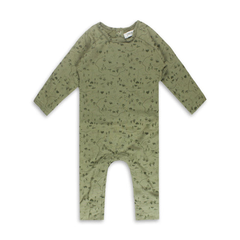 BABALUNO All over Print Green Boys Cotton Bodysuit
