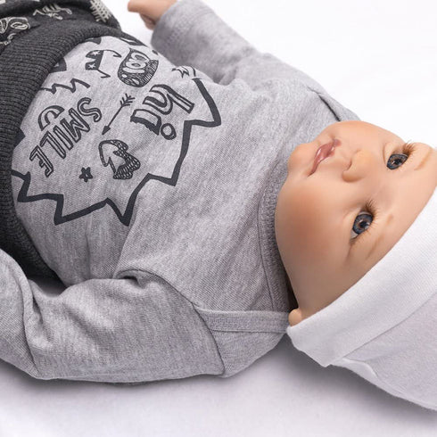 BABALUNO Hi Cool Grey Boys Cotton Romper