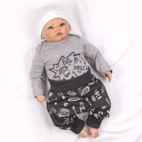 BABALUNO Hi Cool Grey Boys Cotton Romper
