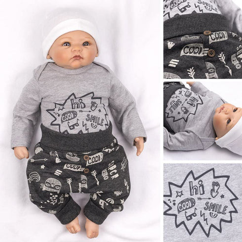 BABALUNO Hi Cool Grey Boys Cotton Romper