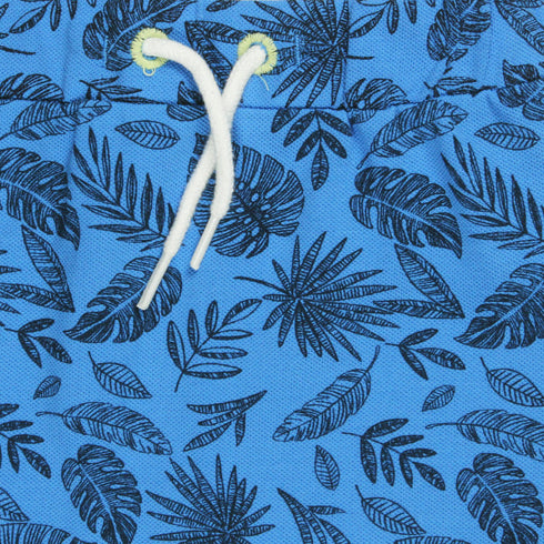 BABY CLUB All Over Leaf Blue Boys Cotton Terry Shorts