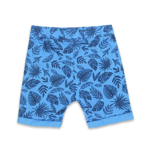 BABY CLUB All Over Leaf Blue Boys Cotton Terry Shorts