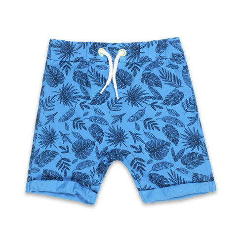 BABY CLUB All Over Leaf Blue Boys Cotton Terry Shorts