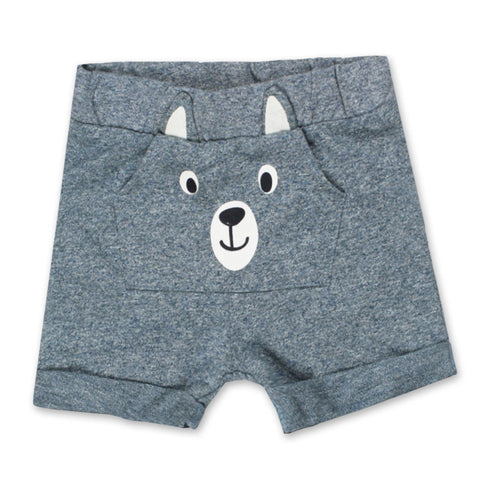 BABY CLUB Bear Print Blue Boys Cotton Terry Shorts