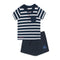 BABY CLUB Blue And White Stripes Boys Cotton Polo 2 Piece Set