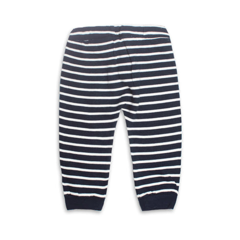 BABY CLUB Blue And White Stripes Boys Cotton Terry Trouser