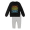 BABY CLUB Here Comes Black Boys Cotton Terry Sweatshirt 2 Piece Set