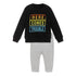 BABY CLUB Here Comes Black Boys Cotton Terry Sweatshirt 2 Piece Set