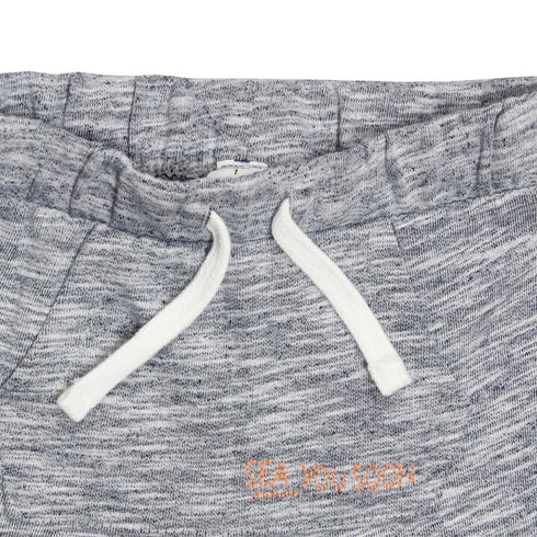 BABY CLUB Sea You Soon Embroidery Blue Boys Cotton Terry Shorts