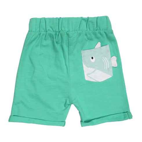 BABY CLUB White Draw Cord Green Boys Cotton Terry Shorts