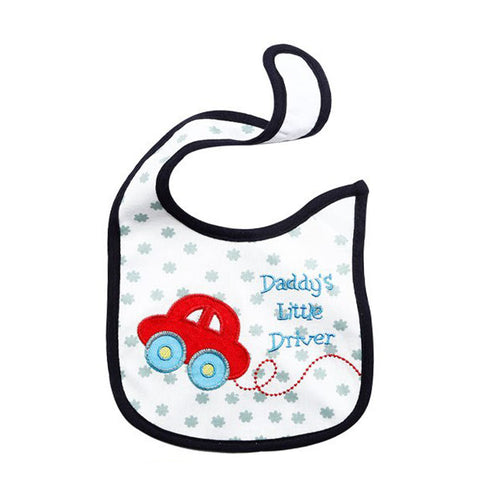 BABY LOVE Little Drive Blue And White Cotton Bib