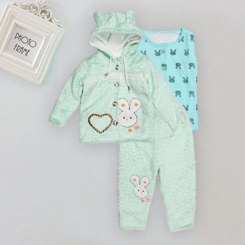 BABY ROSE Rabbit Blue Girls Winter 3 Piece Set