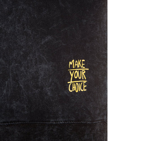 BLUE SEVEN Make Choice Black Acid Washed Heavy Fleece Sweat Shirt