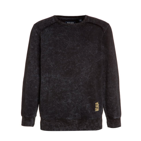 BLUE SEVEN Make Choice Black Acid Washed Heavy Fleece Sweat Shirt