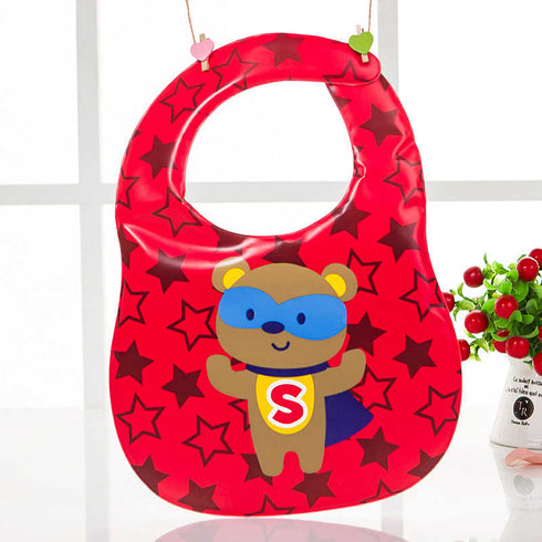 Bear Red Star Print Plastic Bib