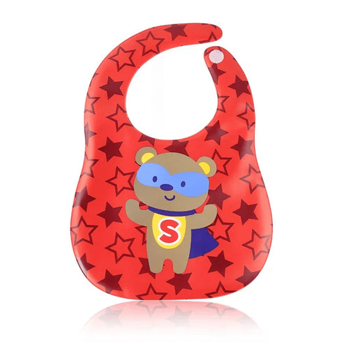 Bear Red Star Print Plastic Bib