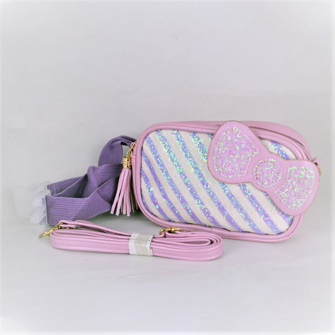 Bow Glitter Cross Body Pink Bag With Optional Fanny Belt