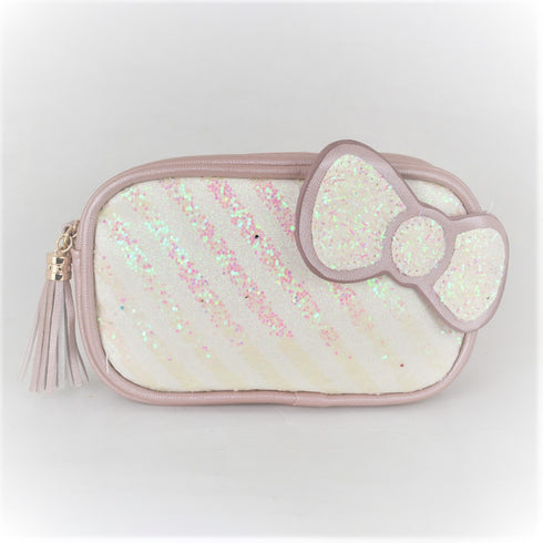 Bow Glitter Cross Body Purple Bag With Optional Fanny Belt