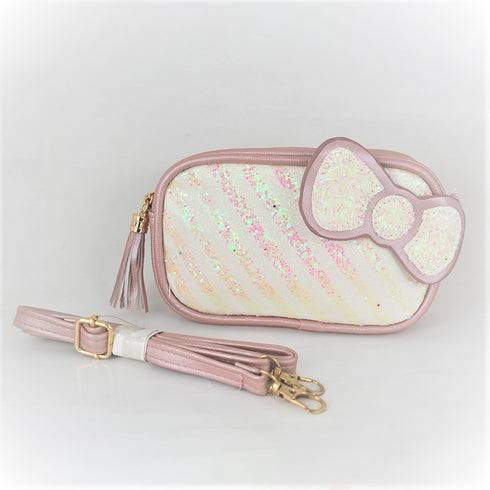 Bow Glitter Cross Body Purple Bag With Optional Fanny Belt