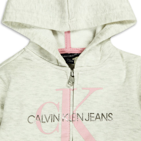 CALVIN KLIEN Grey Girls Cotton Fleece Hoodie