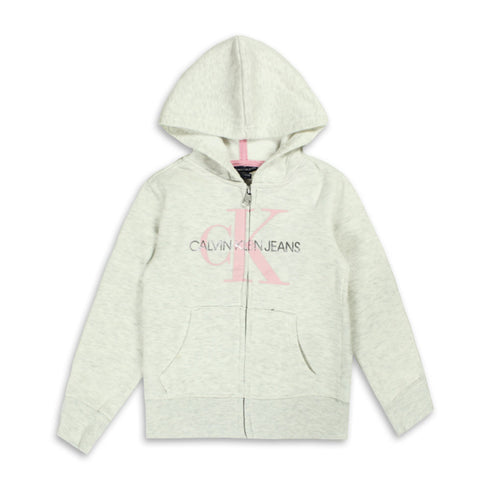 CALVIN KLIEN Grey Girls Cotton Fleece Hoodie