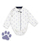 CAND WORLD All Over Paw White Boys Cotton Romper
