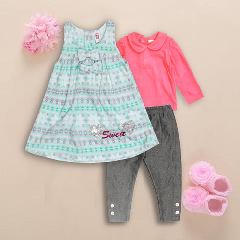 Hot Pink Girls 3 Piece Fleece Set