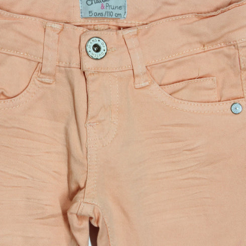 CHARLIE And PRUNE Orangish Pink Girls Cotton Slim Fit Jeans