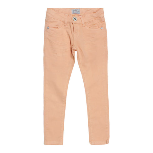 CHARLIE And PRUNE Orangish Pink Girls Cotton Slim Fit Jeans