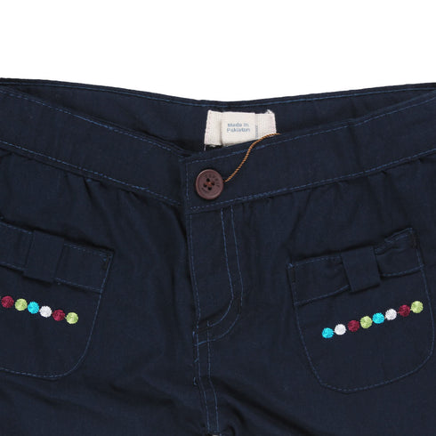 CHICCO Pocket Embroidery Blue Girls Cotton Shorts