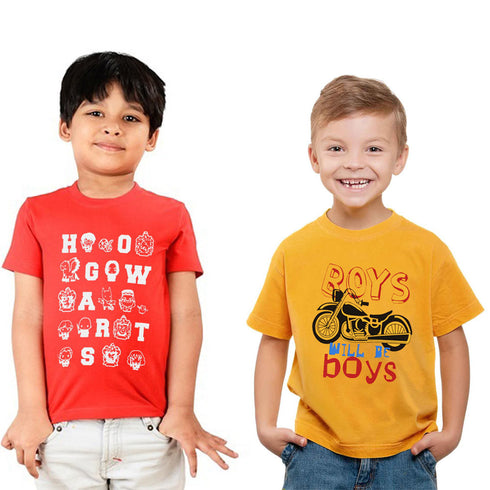 COOL CLUB Alphabet Print Red Boys Cotton T shirt 2 Piece Bundle