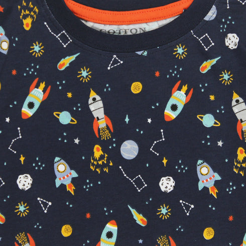 COTTON JUICE All Over Rocket Blue Boys Cotton T shirt
