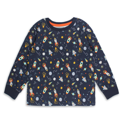 COTTON JUICE All Over Rocket Blue Boys Cotton T shirt