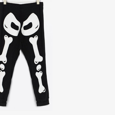 CUT LABEL White Skeleton Black unisex cotton legging