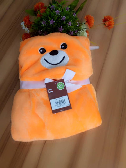 Orange Bear Hooded Blanket