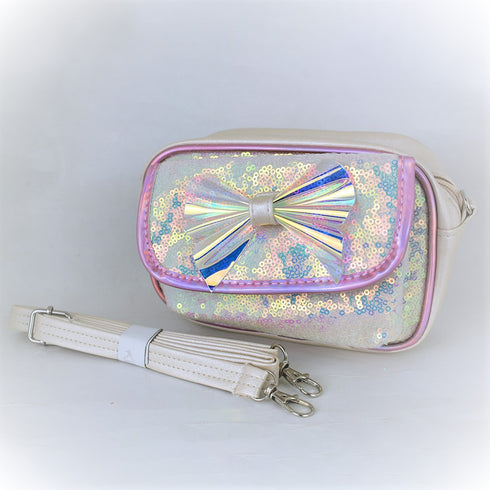 Cross Body Sequins Cream Bag with Optional Fanny Strap